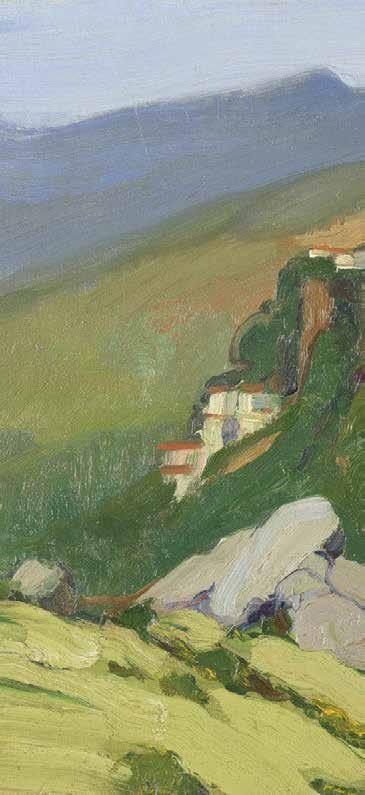 19 Νικόλαος Λύτρας (1883-1927) Τοπείον Βοδενά [1920] υπογεγραμμένο κάτω δεξιά: Ν. Ν. Λύτρας λάδι σε μουσαμά, 48 x 66 cm. 40.000-60.000 ΕΚΘΕΣΕΙΣ: Αθήνα, Ζάππειο, Έκθεσις των έργων Νικολάου Ν.