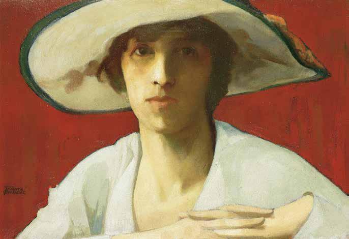 21 Θεόφραστος Τριανταφυλλίδης (1881-1955) Κυρία στα άσπρα υπογεγραμμένο κάτω αριστερά: ΤΡΙΑΝΤΑ / ΦΥΛΛΙΔΗΣ λάδι σε