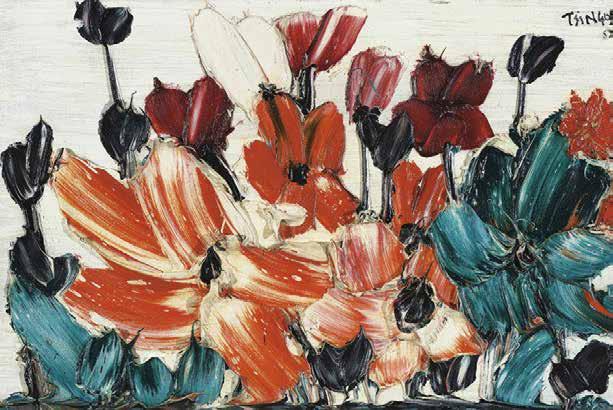 000 52 Θανάσης Τσίγκος (1914-1965) Κόκκινο λουλούδι σε μπλε φόντο