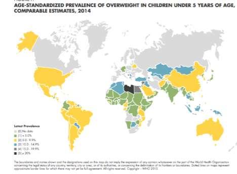 Σε παγκόσμιο επίπεδο, το 2016 ο αριθμός των υπέρβαρων παιδιών ηλικίας < 5 ετών εκτιμήθηκε ότι ήταν 41 εκατομμύρια (ΠΟΥ) Πάνω από 340 εκατομμύρια παιδιά και έφηβοι ηλικίας 5-19 ετών ήταν υπέρβαροι ή