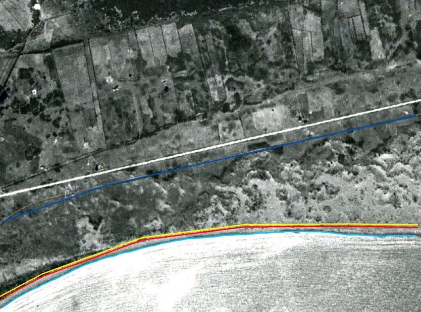 Γραμμή παλαιού αιγιαλού από ΦΕΚ (μπλε γραμμή).