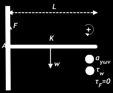 β) Στη ράβδο ασκούνται οι εξής δυνάμεις: το βάρος της w στο κέντρο μάζας της Κ και η δύναμη F από τον άξονα περιστροφής της.