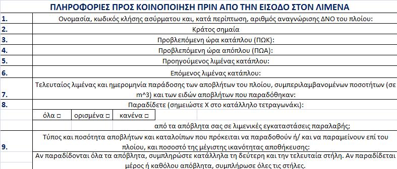 Ενδεικτική φόρμα συμπλήρωσης ΠΛΗΡΟΦΟΡΙΕΣ