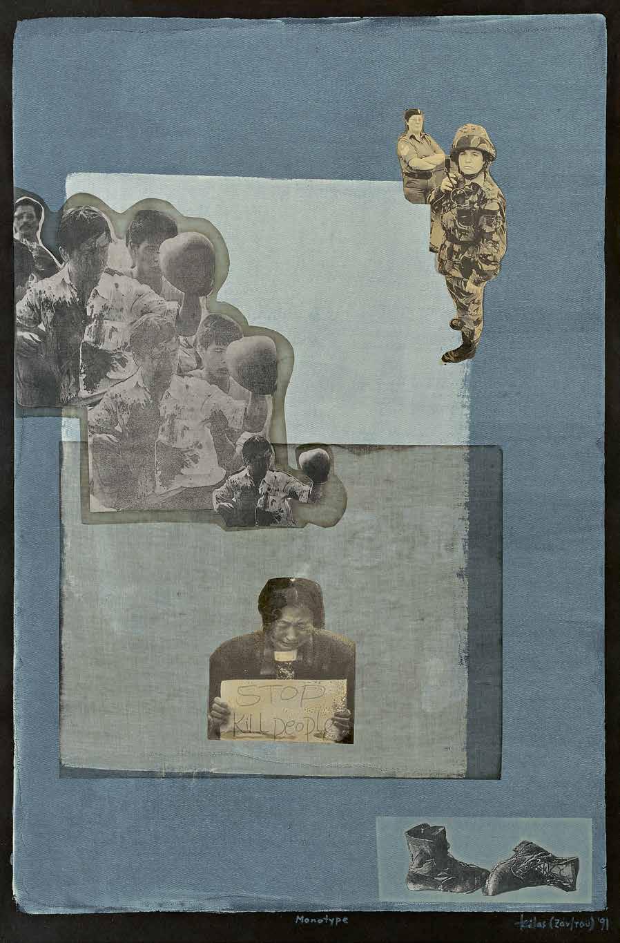 Πόλεμος, 1991 Μικτή τεχνική σε χαρτί, μονοτυπία, 80 x 52 εκ.