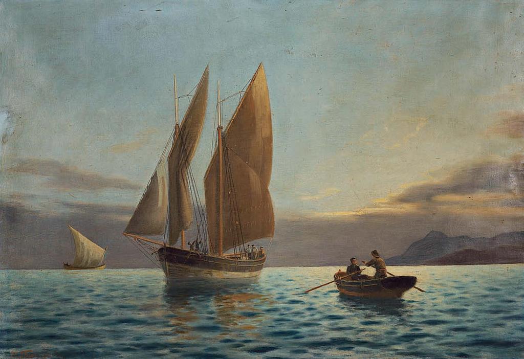 3 Αιμίλιος Προσαλέντης (1859-1926) Ανοίγοντας τα πανιά υπογεγραμμένο κάτω αριστερά: Αι.