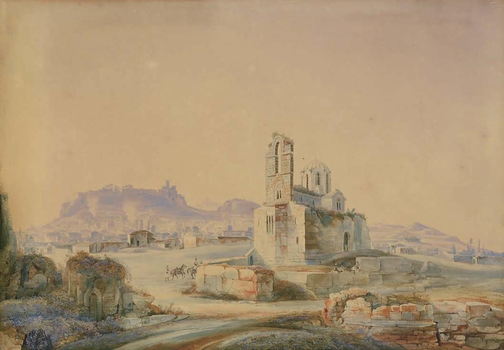 112 Johann Jakob Wolfensberger (1797-1850) Άποψη της Αθήνας από την Παναγία Γοργοεπήκοο υπογεγραμμένο σε κομμάτι