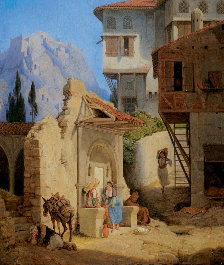 117 Peter von Hess (1792-1871) Βρύση στο Ναύπλιο υπογεγραμμένο και χρονολογημένο κάτω αριστερά: P. Hess / 1839 λάδι σε ξύλο, 32,5 x 27,5 cm. 8.