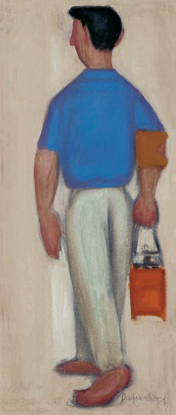 12 Διαμαντής Διαμαντόπουλος (1914-1995) Λούστρος υπογεγραμμένο κάτω δεξιά: Διαμαντόπουλος λάδι σε μουσαμά επικολλημένο σε hardboard, 54,5 x 23 cm. 8.000-12.000 ΕΚΘΕΣΕΙΣ: Αθήνα, Εθν.