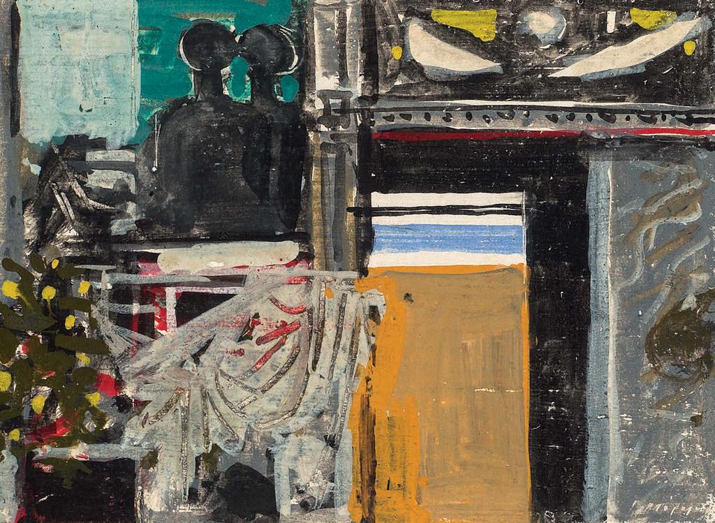 13 Γιάννης Μόραλης (1916-2009) Προσχέδιο για την «Άνοιξη» [1963] υπογεγραμμένο κάτω δεξιά: Ι. Μόραλης αβγοτέμπερα σε χαρτόνι, 12 x 30 cm.