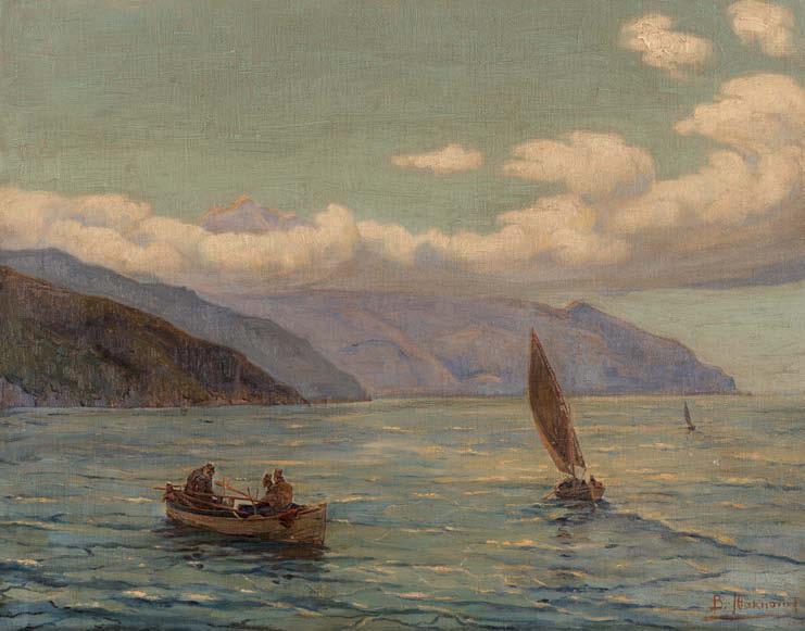28 Βασίλειος Χατζής (1870-1915) Βυζαντινή ναυμαχία υπογεγραμμένο