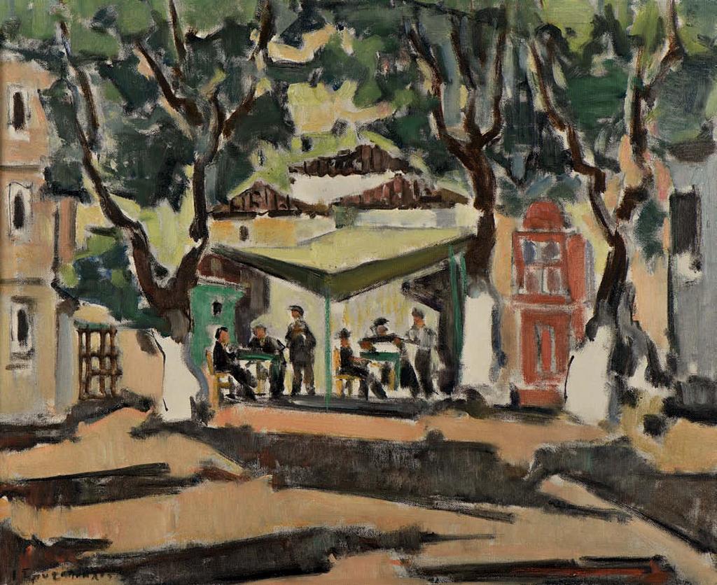 51 Γιάννης Σπυρόπουλος (1912-1990) Καφενείο υπογεγραμμένο κάτω