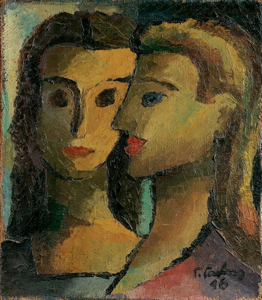 57 Γιάννης Γαΐτης (1923-1984) Πορτραίτο των αδελφών Αντύπα υπογεγραμμένο και χρονολογημένο κάτω δεξιά: Γ. Γαΐτης / 46 λάδι σε πανί, 44 x 39 cm. 4.000-6.