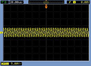 Adjust vertical Position knob until waveform is centered vertically. Adjust s/div knob until just a few cycles are displayed horizontally.