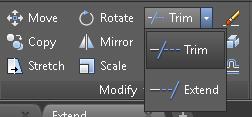 Από την Ribbon καρτέλα Home και πάνελ Modify πατώντας το βέλος δίπλα στο Trim. Και από την Command Line πληκτρολογώντας Extend και πατώντας Enter.