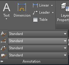 Και από τη Ribbon πάνελ Annotation, πατώντας στο βέλος ανάπτυξης και επιλέγοντας Dimension Style.