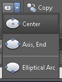 Axis End: Ορίζετε την έλλειψη αποκλειστικά με βάση τα μήκη των αξόνων της: Specify axis endpoint of Ellipse: Ορίζετε ένα σημείο για την αρχή του πρώτου άξονα.
