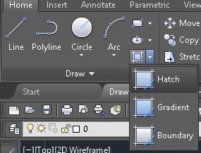 Από την Ribbon, καρτέλα Home και πάνελ Draw. Και από την Command Line πληκτρολογώντας Hatch και πατώντας Enter.