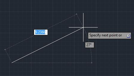 Όταν το εικονίδιο Dynamic Input είναι ενεργοποιημένο και έχει ρυθμιστεί να εμφανίζει τις εντολές της command line, όλες οι εντολές και οι επεξηγήσεις εργαλείων θα