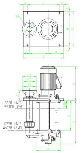 DIMENSIONS (VO series) CORROSION RESISTANT PUMP A B C D E F1 F2 F3 F4 G H I J K L M N O WEIGHT 25VO3 0.4kW 308 35kg 186 461 293 120 25 90 125 4-φ19 420 150 190 80 370 18 334 50 320 0.