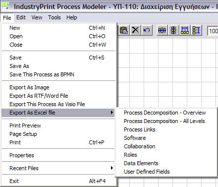 Σχήµα 3.40: Γραµµή Μενού BPMN - File!