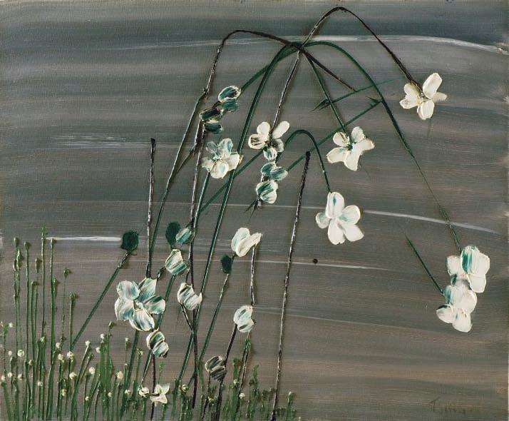 23 Θανάσης Τσίγκος (1914-1965) Λουλούδια σε γκρι φόντο υπογεγραμμένο κάτω