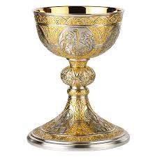 On the bridal table there is wine in a common cup, (not a chalice used for Holy Communion) but a fancy metal or wine glass.