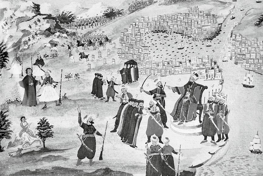 Επιλογικά Ο Πίνακας αρ. 2 με τίτλο «Πτώσις της Κωνσταντινουπόλεως» φιλοτεχνημένος από τον Παναγιώτη Ζωγράφο υπό την καθοδήγηση του στρατηγού Μακρυγιάννη.