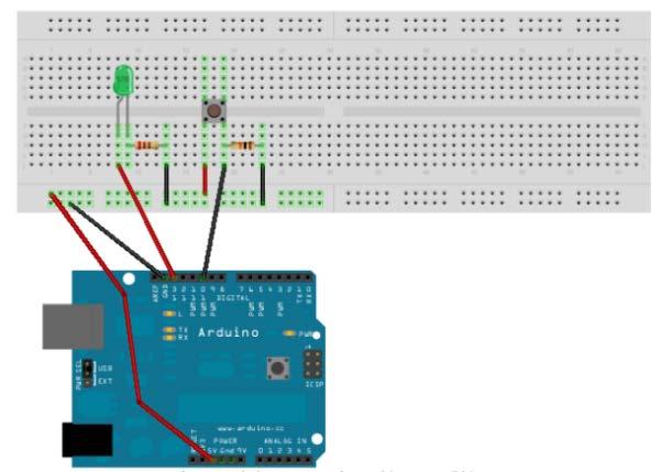 Εικόνα 3-4: Αναπαράσταση β' κυκλώματος Το πρόγραμμα που φορτώσαμε στο Arduino είναι το παρακάτω: int