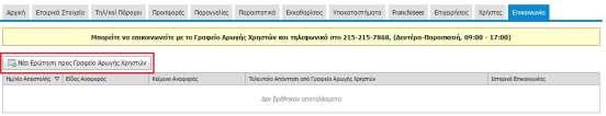 11. Επικοινωνία Στην καρτέλα «Επικοινωνία» ο Πάροχος μπορεί να επικοινωνήσει με το Γραφείο Αρωγής