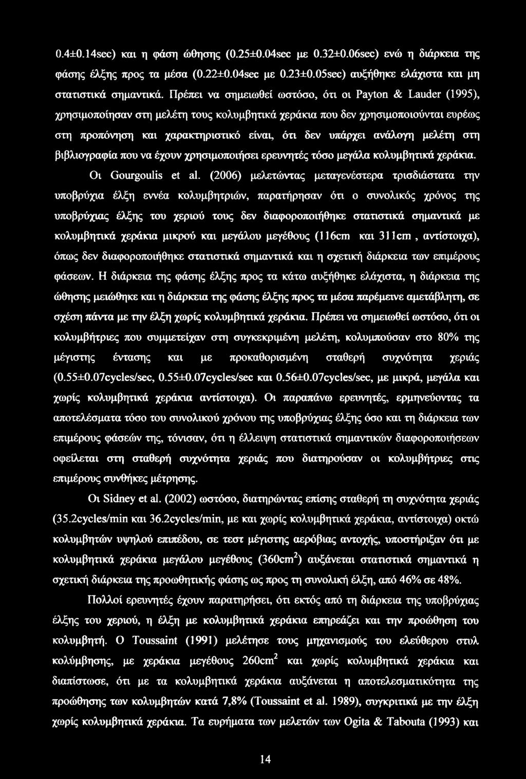 βιβλιογραφία που να έχουν χρησιμοποιήσει ερευνητές τόσο μεγάλα. Οι Gourgoulis et al.