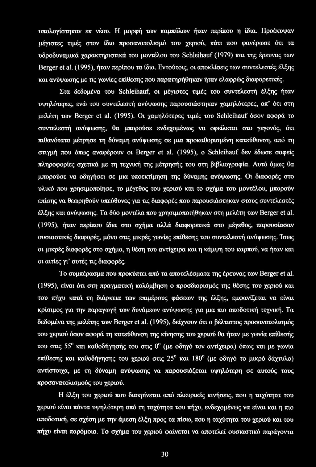 (1995), ήταν περίπου τα ίδια. Εντούτοις, οι αποκλίσεις των συντελεστές έλξης και ανύψωσης με τις γωνίες επίθεσης που παρατηρήθηκαν ήταν ελαφρώς διαφορετικές.