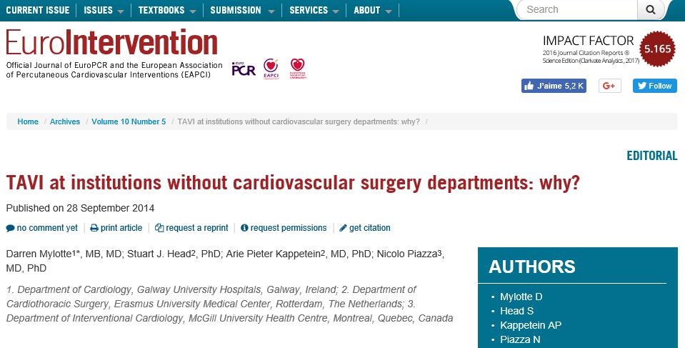 On-site cardiovascular surgery departments optimise TAVI care by enhancing (1) patient selection and procedural planning, (2) procedural performance, and (3) management of complications and
