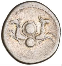 Δηνάριο. Αργυρό νόμισμα βάρους 3,9 γρ. Εκδίδεται στα τέλη του 3ου αιώνα π.χ.