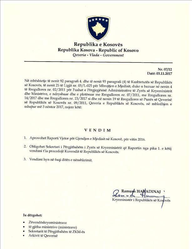 Procedura e aprovimit të Raportit Me datën 09.10.