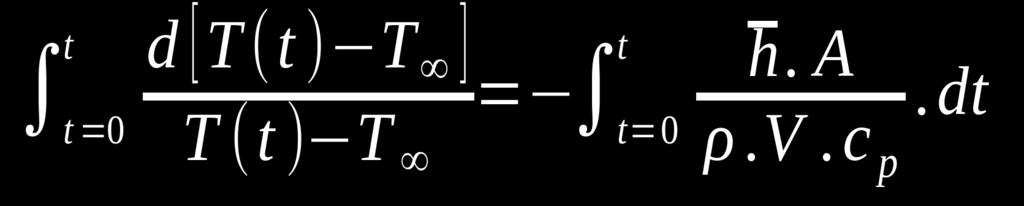 7 Από τις σχέσεις (4) και (5) προκύπτει, h. A.[ T ( t ) T ] =m. c p dt (t ) dt ( t ) h. A +.dt= 0 dt T ( t ) T m. c p (6) Επειδή όμως ισχύει m.