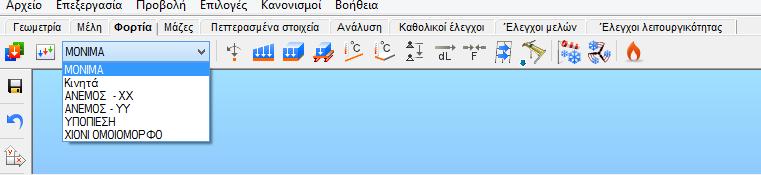 φορτίσεων αστοχίας (Ultimate-ULS) ενώ οι έλεγχοι λειτουργικότητας εκτελούνται με βάση τους αντίστοιχους συνδυασμού φορτίσεων λειτουργικότητας (Serviceability -