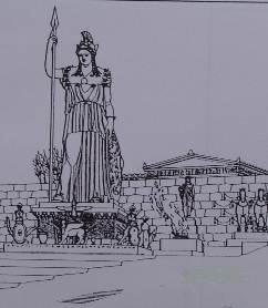 Στο ιερό της Αθηνάς βρισκόταν το ξόανό της, ένα άγαλμά της δηλαδή κατασκευασμένο από ξύλο ελιάς, για το οποίο πίστευαν ότι είχε πέσει από τον ουρανό.