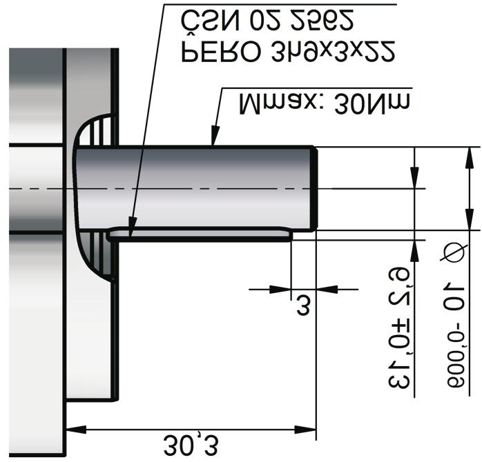 Shaft design in millimeters (inches) V VC D, (.9), (.) (.