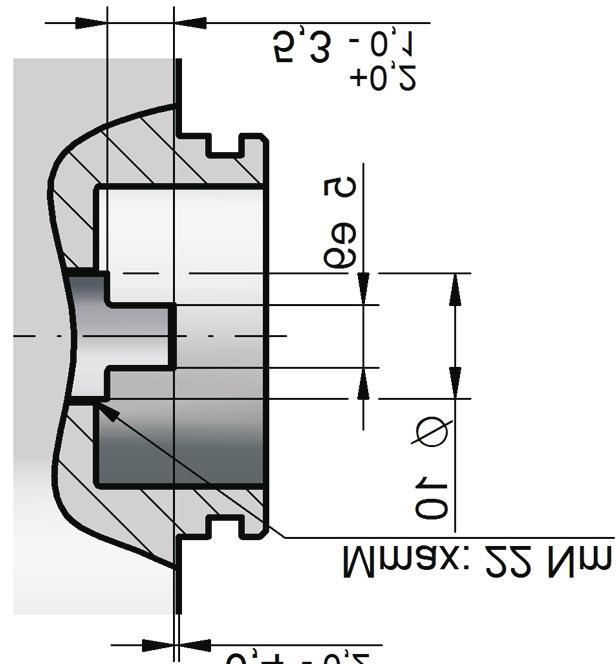 ) Ports design in millimeters (inches) Metric thread