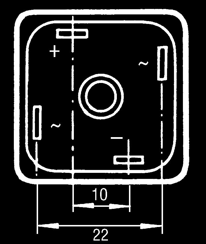 4, W/D=28.7, Mounting hole=4.9 dia., Terminals=6.3 x 0.