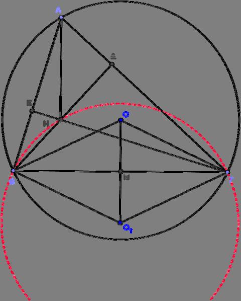 To τετράπλευρο ΕΑΔΗ είναι εγγράψιμο, οπότε εγγεγραμμένη στον περιγεγραμμένο κύκλο του ΒΗΓ και η ΒΗΓ = 80 Α Τώρα η ΒΗΓ είναι ΒΟ Γ είναι επίκεντρη Επομένως ΒΟ Γ = Α Επομένως τα ισοσκελή τρίγωνα ΒΟΓ,
