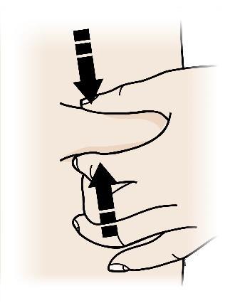 Tehnika rastezanja Čvrsto rastegnite komad kože pomicanjem palca i prstiju u suprotnim