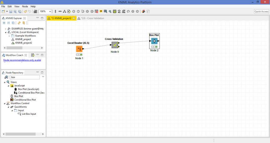 5.3.2 KNIME Εγκαταστήσαμε την εφαρμογή KNIME σε προσωπικό υπολογιστή με ελεύθερη άδεια χρήσης, ένα από τα λίγα λογισμικά BI που δεν έχουν κανένα κόστος εγκατάστασης και εξακολουθούν να είναι ανοικτού