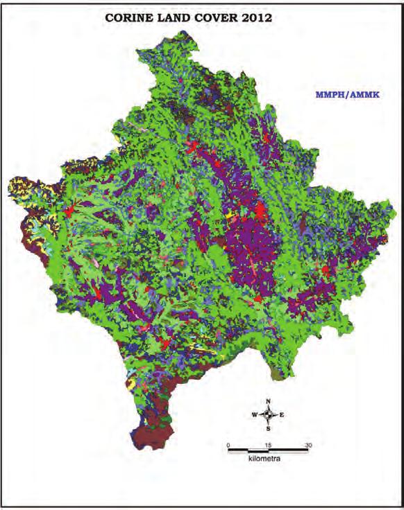 Figura 14: Harta e mbulushmërisë së tokave sipas metodologjisë Corine (CLC) në Kosovë për vitin 2012 (Burimi:AMMK) Referenca dhe burime shtesë: Burime në internet: Inventari