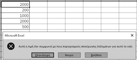 2 Στην καρτέλα Δεδομένα, στην ομάδα Εργαλεία δεδομένων, επιλέξτε Επικύρωση δεδομένων.