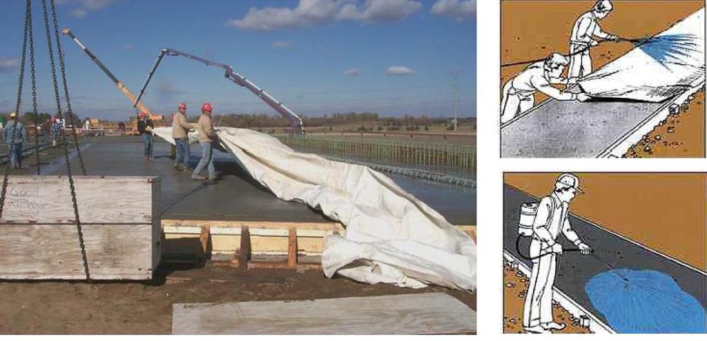 o o koristiti tekuće ili kemijske membrane (sve popularnije) za smanjivanje isparavanja (bez boje, kod kojih je teško vidjeti dali je cijela površina prekrivena, ili s bojom, najčešće bijelom, koja
