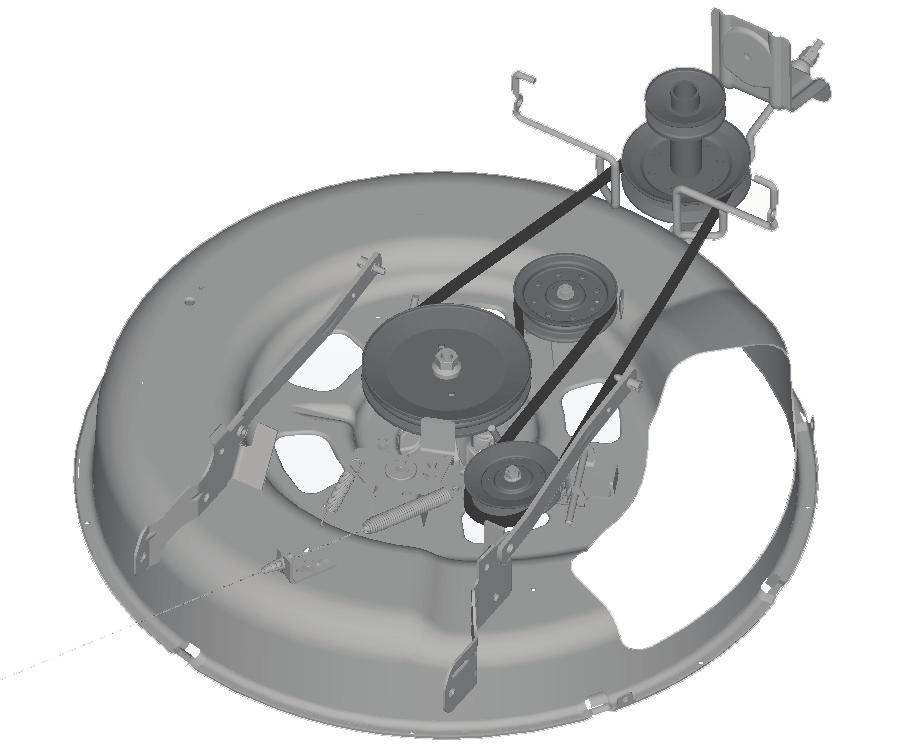 6 R M V PT Como substituir a Correia de Transmissão do Cortador de Grama REMOÇÃO DA CORREIA DE TRANSMISSÃO DO CORTADOR DE GRAMA 1. Estacionar o trator sobre uma superfície nivelada.