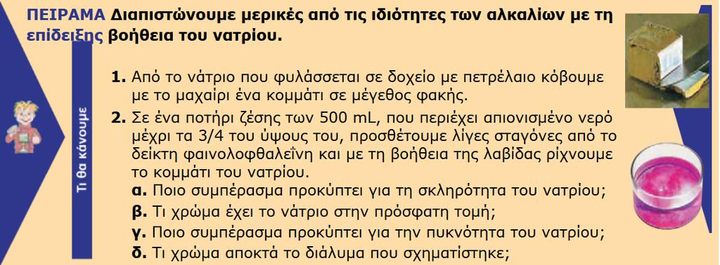 συναντάμε στη φύση. 2. Είναι μέταλλα ή αμέταλλα; Όλα τα στοιχεία της ομάδας των αλκαλίων ανήκουν στα μέταλλα. 3.