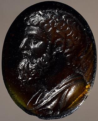 Cammeo in pasta vitrea con raffigurazione di Archimede; collezione Farnese, XV-XVI secolo.
