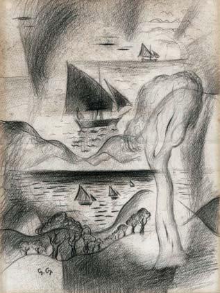 Ὑδατογραφία καί μολύβι σέ χαρτί, 300 x 220 mm.